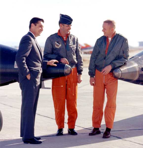 X-15 pilots Crossfield, White, Armstrong