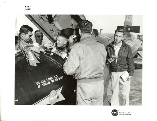 Neil Armstrong in X-15 cockpit after landing