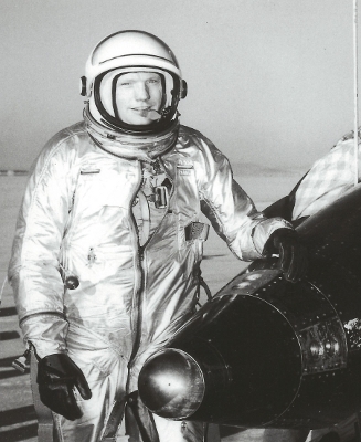 Neil Armstrong at nose of X-15